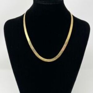 Vintage HERRINGBONE CHAIN NECKLACE Gold Tone 20”